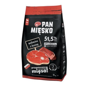 Pan Mięsko Wołowina z koziną chrupki M 9kg. Dla psa