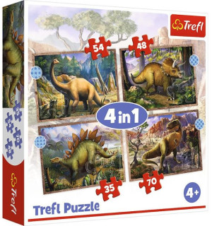 Trefl Puzzle 4w1 Ciekawe Dinozaury