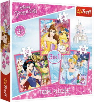 Trefl Puzzle 3w1 Zaczarowany Świat Księżniczek