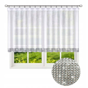 Firany gotowe proste z cyrkoniami 120x400 Firana