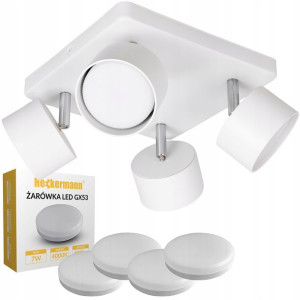 Lampa Sufitowa Spot Led Light 4 Punktowa + Żarówki