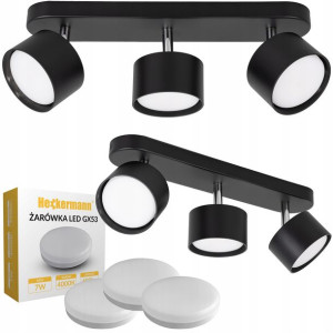 Lampa 3 Punktowa Spot Sufitowa + 3x Żarówka Gx53