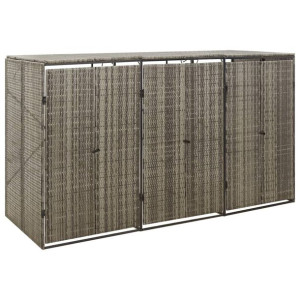 Osłona na 3 śmietniki szara 207x80x117cm polirattan