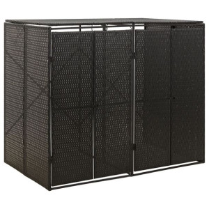 Osłona na 2 śmietniki czarna 140x80x117cm polirattan