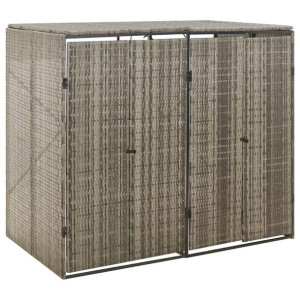 Osłona na 2 śmietniki szara 140x80x117cm polirattan