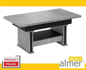 Ławostół Stół Ława L29 Szuflada Rozkładana do 200cm beton jasny czarny