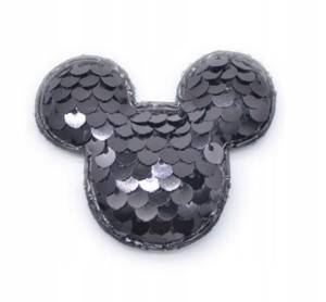 Naszywka Aplikacja Myszka Mickey z Cekinami czarna