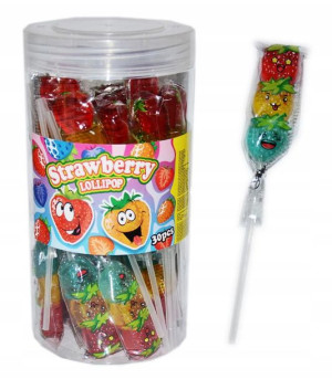 Lizaki Strawberry Lollipop truskawka 30 sztuk