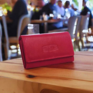 Skórzany portfel damski czerwony Money Maker RFID