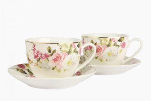Filiżanka + Spodek 2 Szt Romantica Róże 230 Ml Na Prezent