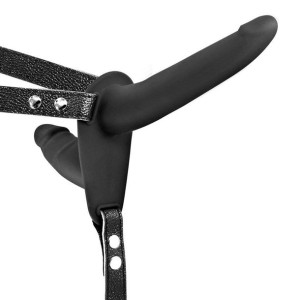 Vibrating Strap-on With Double Dildo Black
