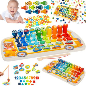 Montesorri Układanka Drewniana Zabawka Sorter 6w1