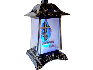 Babcia Babci Znicz Kpl3 Czarno-złoty+figurka Led