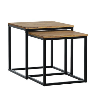 Stolik Kawowy Kwadratowy 2w1 Stół Ława Loft Dąb Naturalny Zestaw Lft203