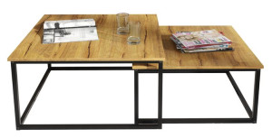 Stolik Kawowy Kwadratowy 2w1 Stół Ława Loft Dąb Naturalny Zestaw Lft204