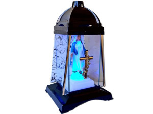 Znicz Lampion Kpl3 Białe Tło+figurka Led