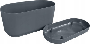 Doniczka z podstawką Satina śr. 27 cm- Antracyt