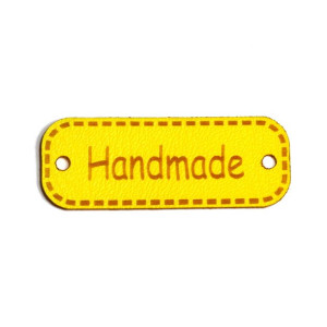 Przywieszka Handmade Ekoskóra Żółta 40 Mm