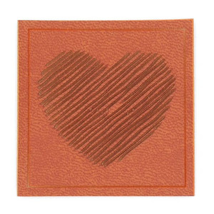 Metka Z Ekoskóry Serce Szkic - Brązowa 5x5 Cm