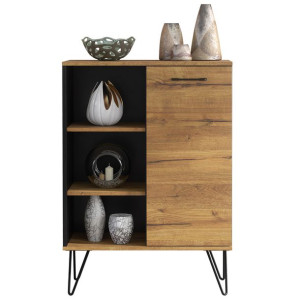Komoda Szafka Stolik Loft Ml Metal Retro Dąb Naturalny/czarny Lft107