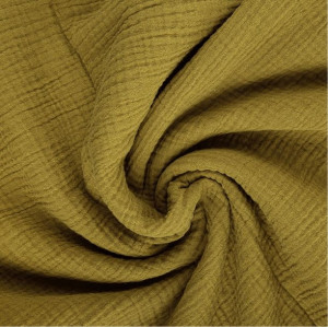 Muślin Bawełniany Double Gauze Ecru Olive - Oliwkowy