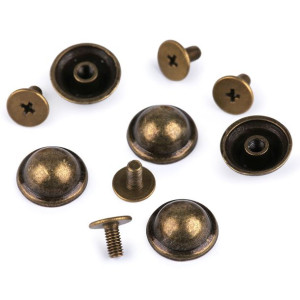 Ozdobne Nity Pukle Skręcane 13 Mm 5 Szt. - Stary Mosiądz
