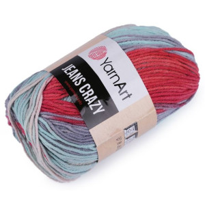 Włóczka Cieniowana Jeans Crazy 50 G - Niebiesko-czerwona 8205