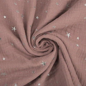 Muślin Bawełniany Double Gauze - Sepia Rose W Gwiazdki