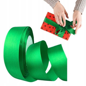 Zielona Wstążka Satynowa Ozdobna 22 M / 2,5 Cm