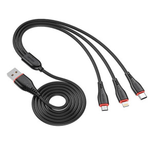 Kabel Usb Vipfan X01 3w1 Usb-c / Lightning / Micro 3.5a 1.2m (czarny)