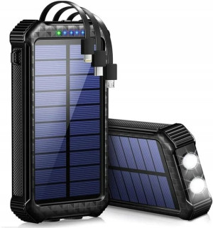 Powerbank solarny 30000mAh+ USB-C+ 3 kable+ solar