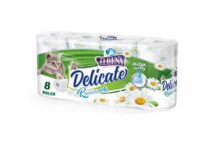 DELICATE Papier toaletowy Rumianek 3warstw. 8 szt