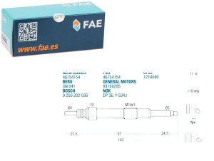Świeca Żarowa Opel Fiat 1.9jtd 11.99- Fae