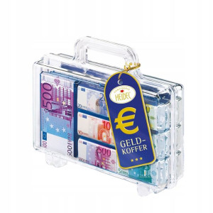 Czekoladki w walizce banknoty Euro na prezent