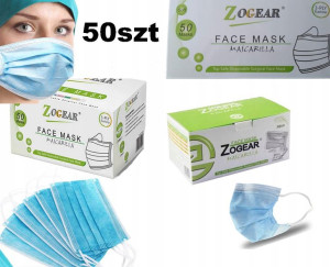 Maska Maseczka Ochronna Chirurgiczna 3w 50szt Nr1