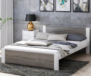 Łóżko DMD3 140x200 białe + dąb truflowy