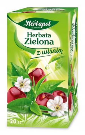 HERBATA Zielona Herbapol z WIŚNIĄ 20 Torebek 34g