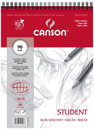 Blok do szkicu Canson Student  A5 90 g 50 ark. spirala