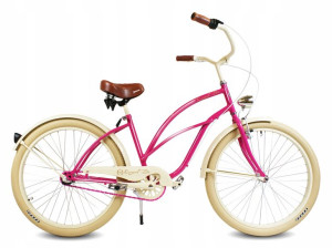 Rower beach Cruiser 26'' RASPBERRY RoyalBi damski