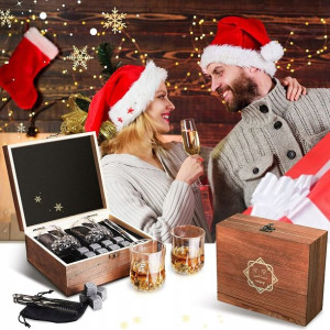 Zestaw do whisky 5w1 duży 8 kamieni + 2 szklanki