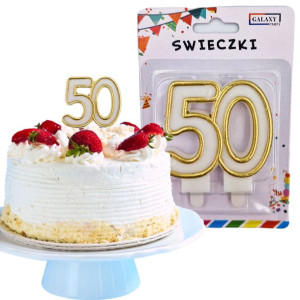 Świeczka Urodzinowa na Tort Cyfra 50 Złota
