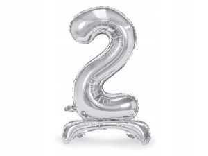 Balon cyfra srebrna stojąca 2 - 70 cm stojący