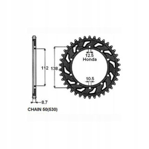 Zębatka tylna stal HONDA CB, CBR, VTR; YAMAHA YZF-