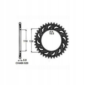 Zębatka tylna stal SUNSTAR 520 z.42 SUNR1-3471-42