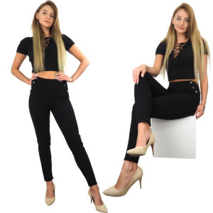 Legginsy Damskie Eleganckie 1szt. Xy 7177 Czarny M/l