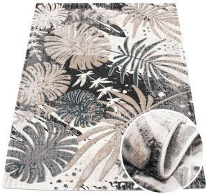 Dywan Rustic 12637 monstera szary / niebieski