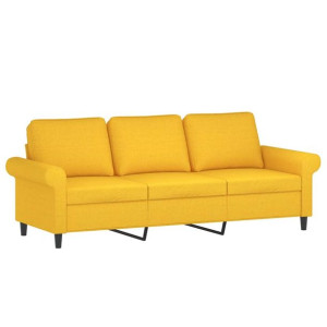 Sofa 3-osobowa, jasnożółta, 180 cm, tapicerowana tkaniną