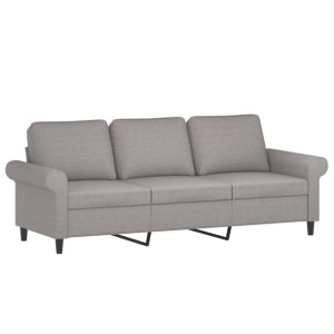 Sofa 3-osobowa, jasnoszara, 180 cm, tapicerowana tkaniną