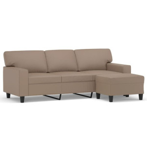 3-osobowa sofa z podnóżkiem, cappuccino, 180 cm, sztuczna skóra