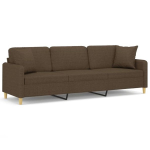 3-osobowa sofa wypoczynkowa z poduszkami, brązowa, 210 cm